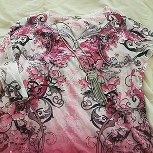 Pink tunic perfect for Valentine's day!